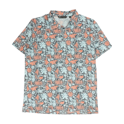 Travis Mathew Gray Floral Short Sleeve Polo – Image 1