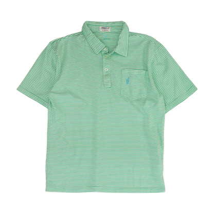 Green Striped Short Sleeve Polo