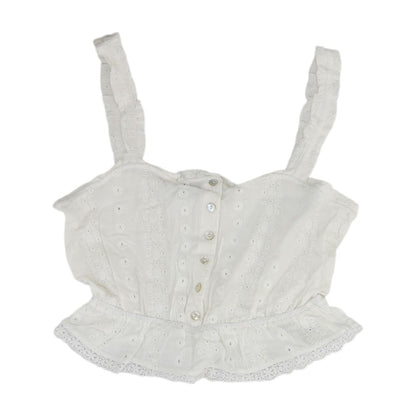 White Eyelet Knit Top