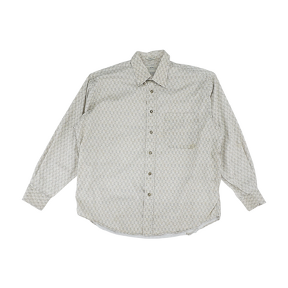 Beige Graphic Long Sleeve Button Down