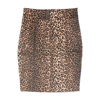 Brown Animal Print Midi Skirt