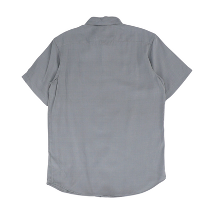 Gray Solid Short Sleeve Button Down