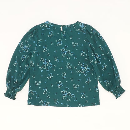 Green Floral Long Sleeve Blouse
