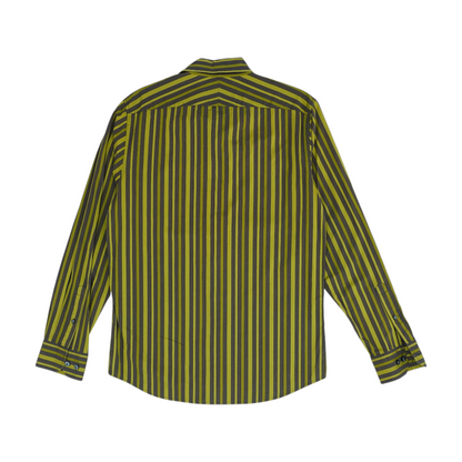 Green Striped Long Sleeve Button Down