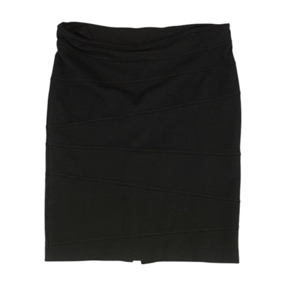 Black Solid Midi Skirt