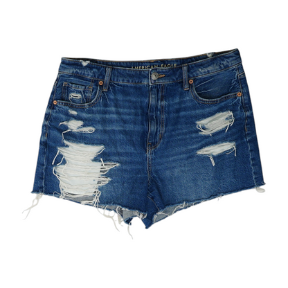 Blue Solid Denim Shorts