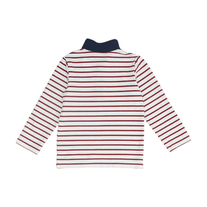 Red Striped Long Sleeve Polo
