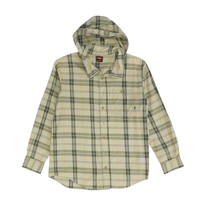 Beige Plaid Flannel Button Down