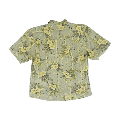 Green Floral Short Sleeve Button Down