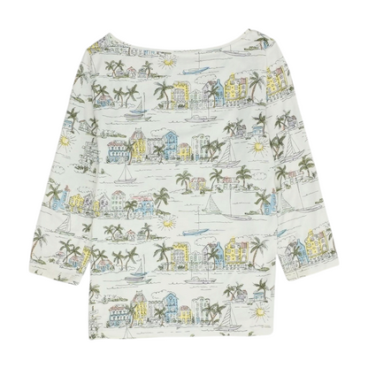 White Petite Graphic Blouse