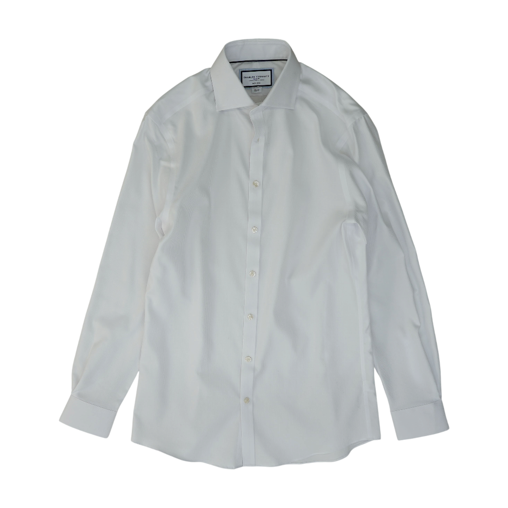 White Solid Long Sleeve Button Down