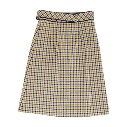 Mustard Petite Check Mini Skirt