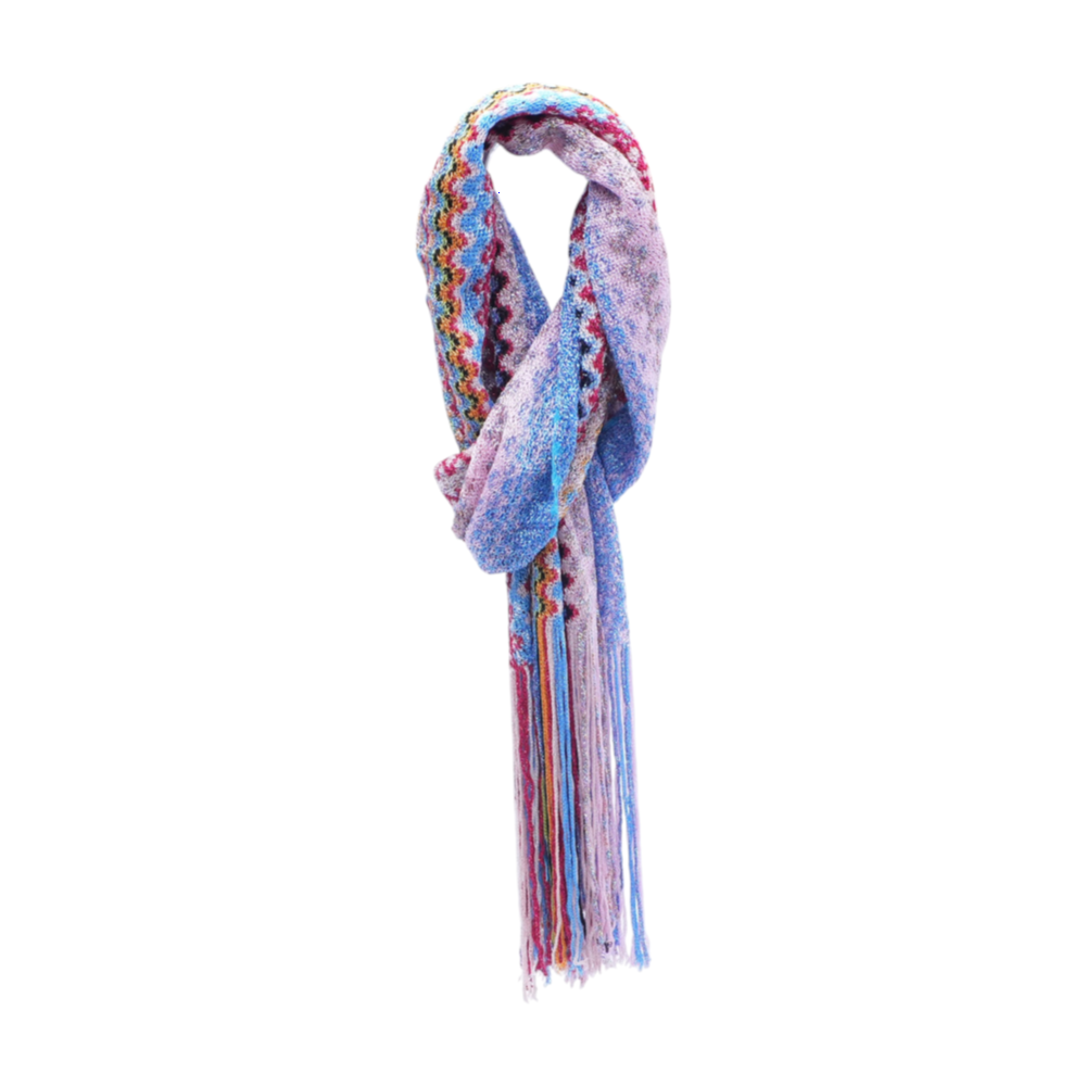 Missoni Multicolored Zig-Zag Viscose Fringed Scarf – Image 1