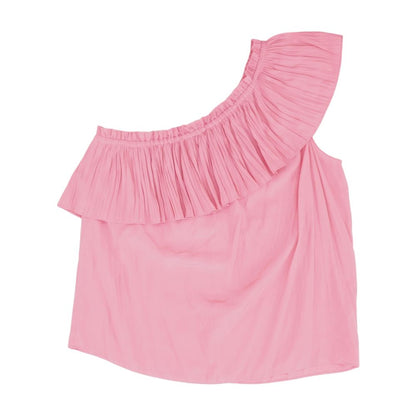Pink Solid Short Sleeve Blouse