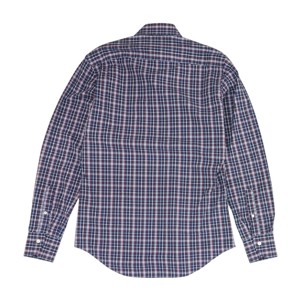 Navy Plaid Long Sleeve Button Down