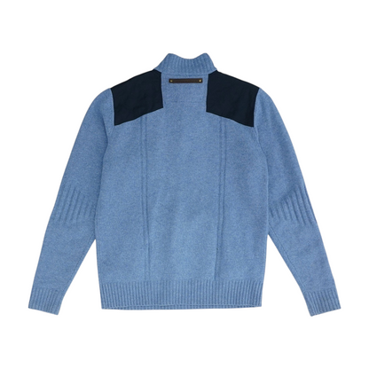 Blue Solid 1/4 Zip Sweater