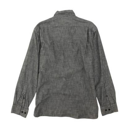 Blue Solid Long Sleeve Button Down