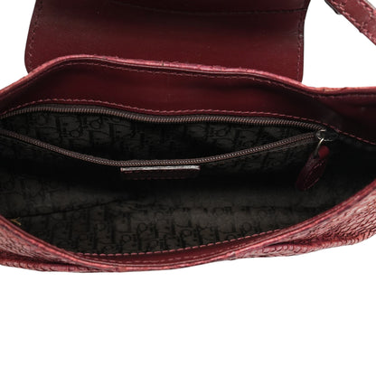 Red Vintage Street Chic Python Leather Hobo Bag