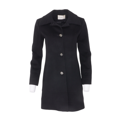 Black Petite Solid Wool Coat