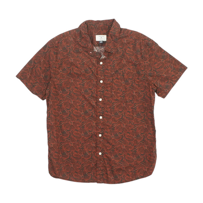 Burgundy Floral Short Sleeve Button Down