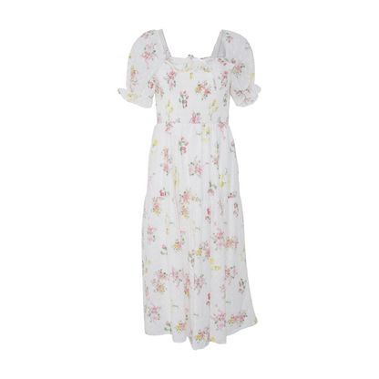 White Floral Midi Dress