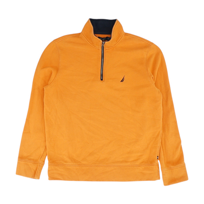 Orange Solid 1/4 Zip Pullover