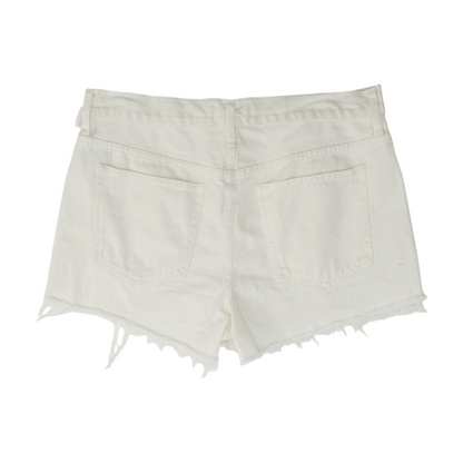 White Solid Denim Shorts
