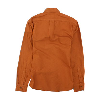 Orange Solid Long Sleeve Button Down