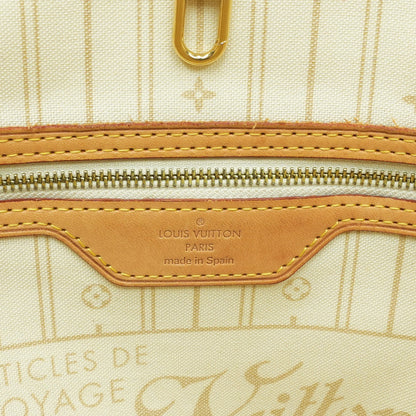 Cream Never full in Damier Azur Canvas Handbag