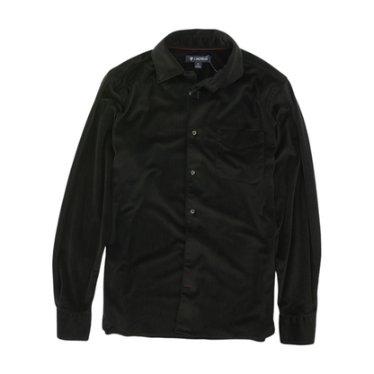 Black Solid Flannel Button Down