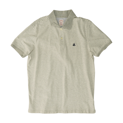 Gray Striped Short Sleeve Polo