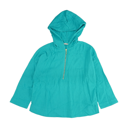 Blue Petite Solid 1/4 Zip Pullover