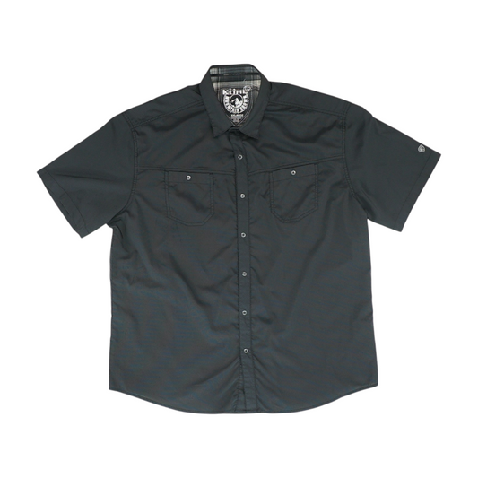 Black Solid Short Sleeve Button Down