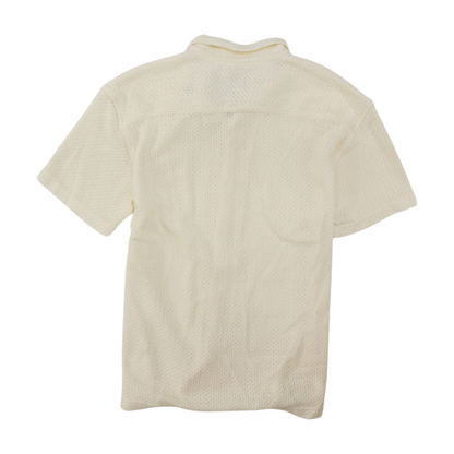 Ivory Solid Short Sleeve Button Down