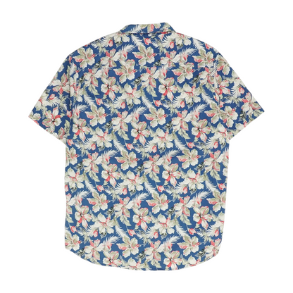 Blue Tropical Short Sleeve Button Down