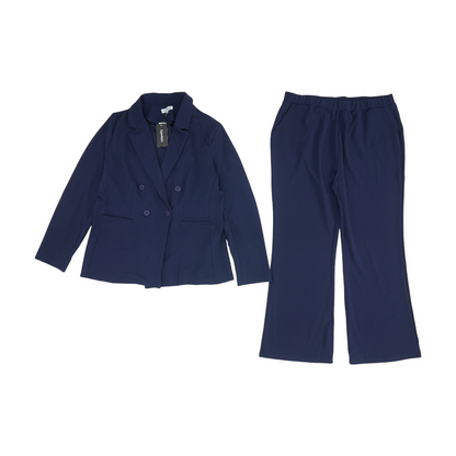 Navy Plus Solid Pant Suit