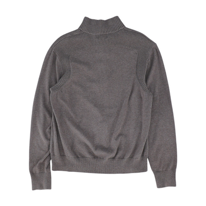 Brown Solid 1/4 Zip Sweater