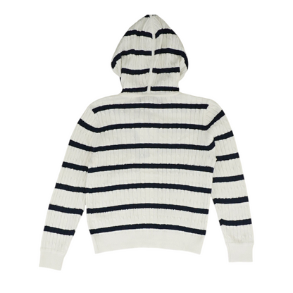 White Striped Cardigan Sweater