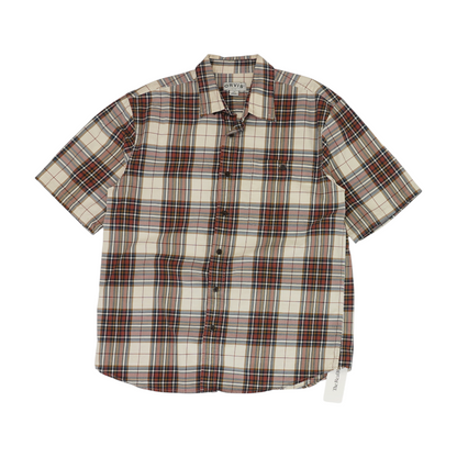 Cream Plaid Short Sleeve Button Down
