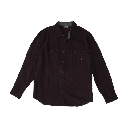 Burgundy Solid Long Sleeve Button Down