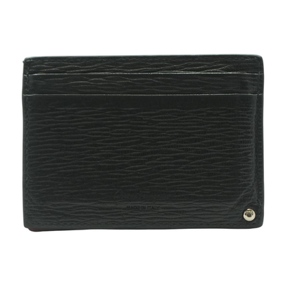 Black and Ferragamo Red Gancini Card Holder with Pull-Out ID Window