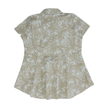 Beige Tropical Button Down