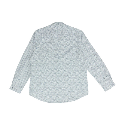 White Print Long Sleeve Button Down