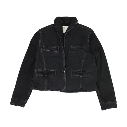 Black Solid Denim Jacket