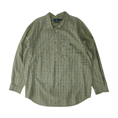 Green Tall Plaid Long Sleeve Button Down