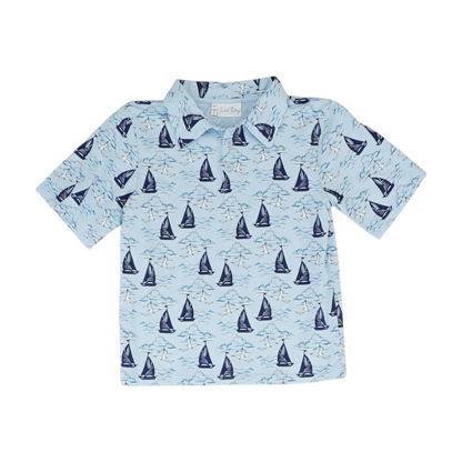 Blue Print Short Sleeve Polo