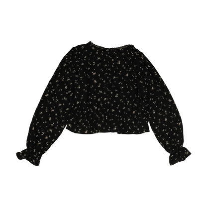 Black Floral Cropped Blouse