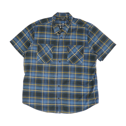 Blue Plaid Short Sleeve Button Down