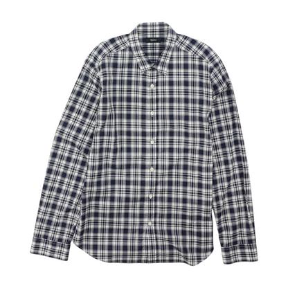 Navy Plaid Long Sleeve Button Down