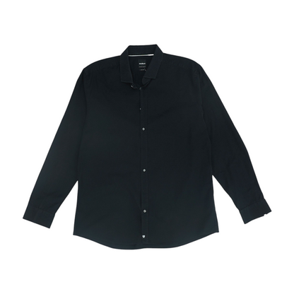 Black Solid Long Sleeve Button Down